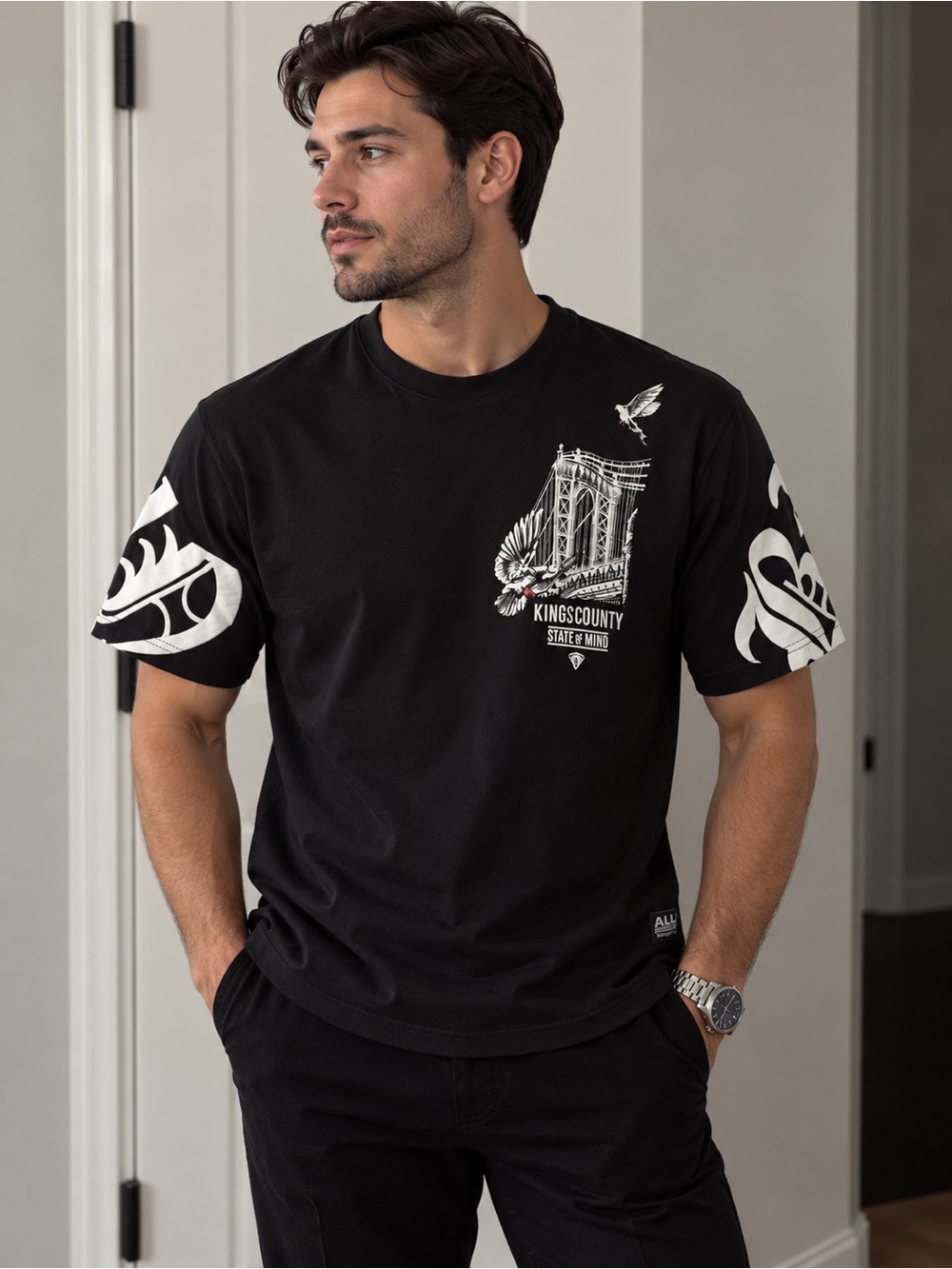 Kings County Black Graphic Short-Sleeve Tee